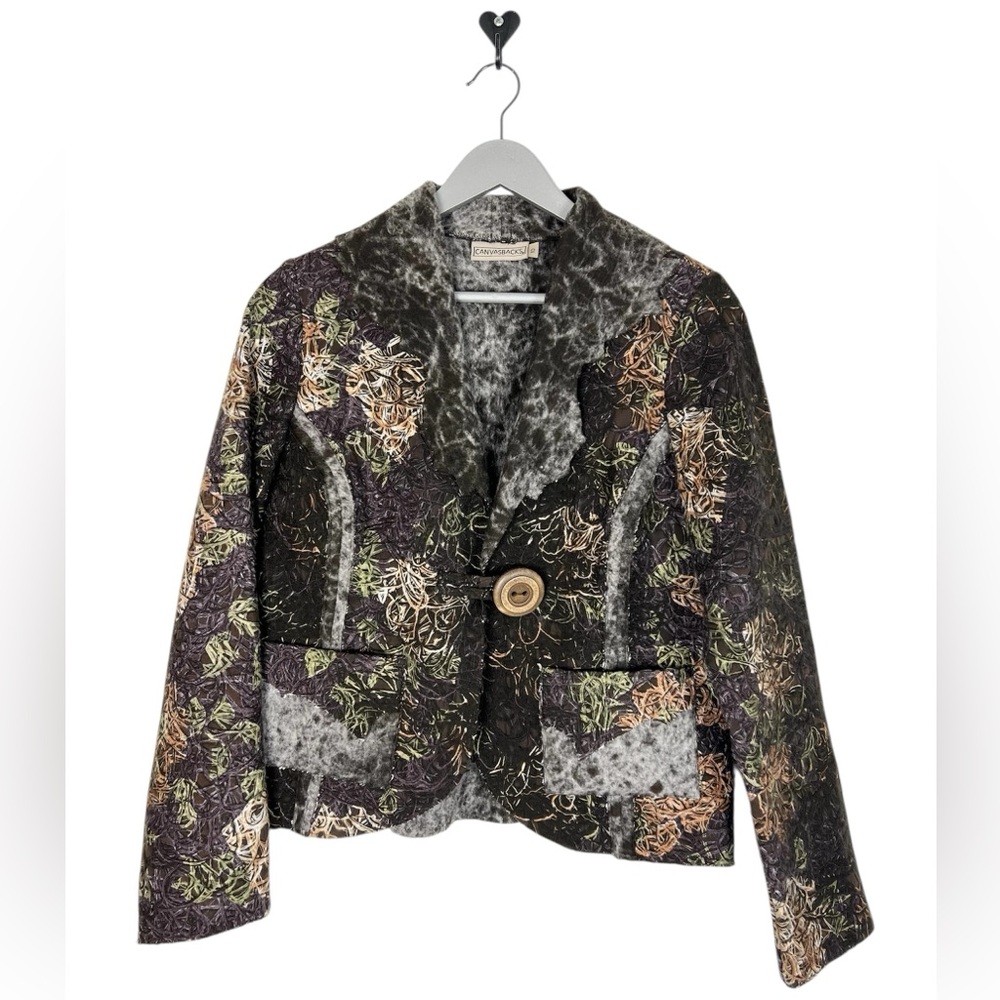 Vintage Canvasbacks Size 10 Blazer Jacket felted wool art‎ to wear artsy threads